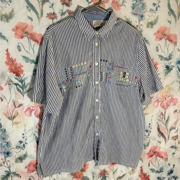 Vintage Koret Blue and White Button Down Shirt - Picture 3 of 10